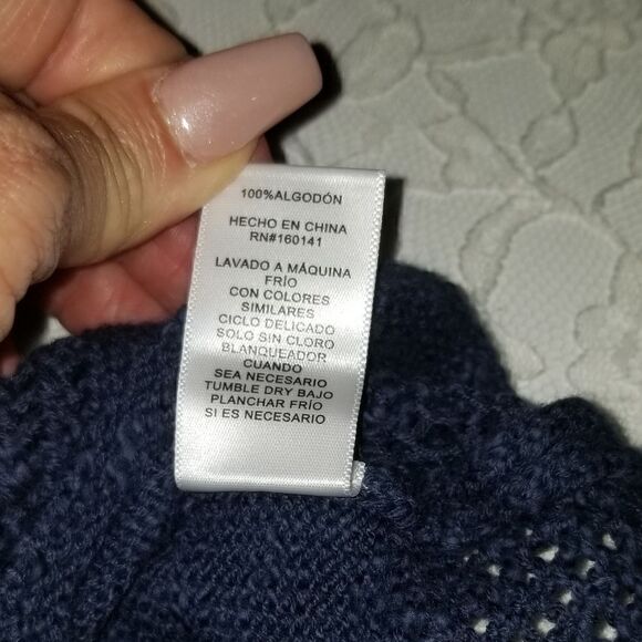 FRYE CROCHET TOP NAVY BLUE NWT CROCHET HEM TANK SMALL NEW WITH TAGS - Picture 7 of 16